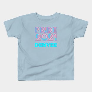 LBGTQ Pride Month - Denver 2021 - Trans Flag Colors Kids T-Shirt